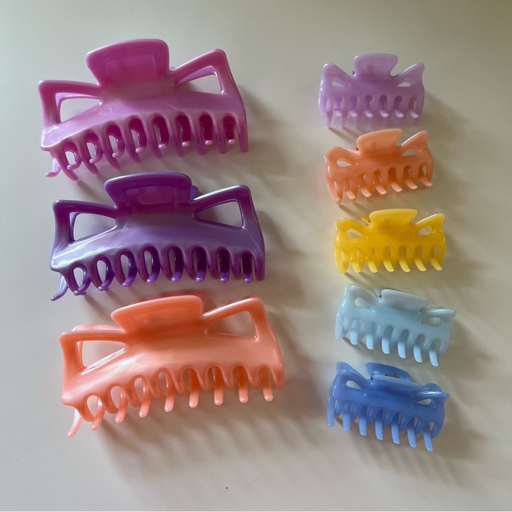 Fun Banana Hair Clips Purple Orange Pink